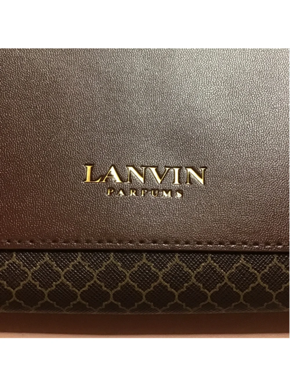 LANVIN Brown Cosmetic Bag with Gold Accents